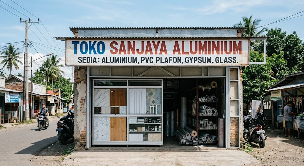 Toko Sanjaya Aluminium, toko bahan interior wallboard PVC di Sinjai Utara